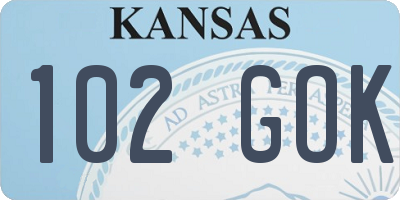 KS license plate 102GOK