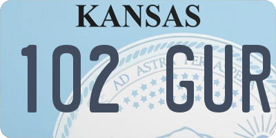 KS license plate 102GUR