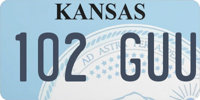 KS license plate 102GUU