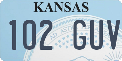 KS license plate 102GUV