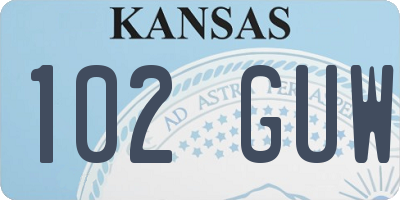 KS license plate 102GUW