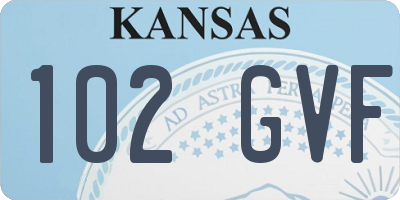 KS license plate 102GVF