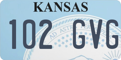KS license plate 102GVG