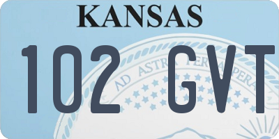 KS license plate 102GVT