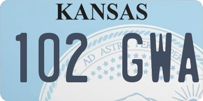 KS license plate 102GWA