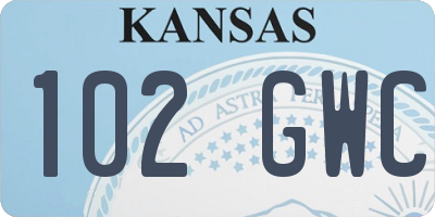 KS license plate 102GWC