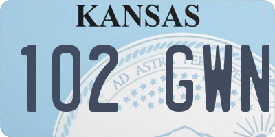 KS license plate 102GWN