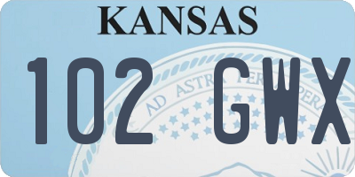 KS license plate 102GWX