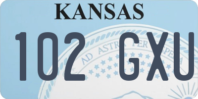 KS license plate 102GXU