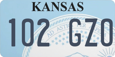 KS license plate 102GZO