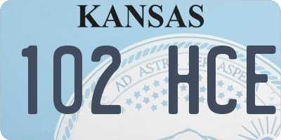 KS license plate 102HCE
