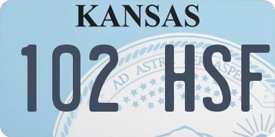 KS license plate 102HSF