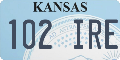 KS license plate 102IRE