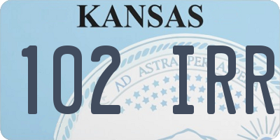 KS license plate 102IRR