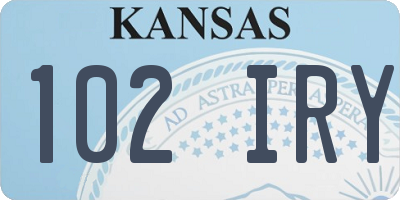 KS license plate 102IRY