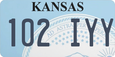 KS license plate 102IYY