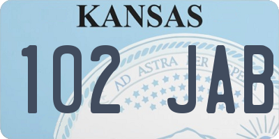 KS license plate 102JAB