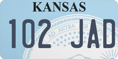 KS license plate 102JAD