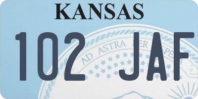 KS license plate 102JAF