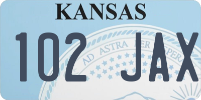 KS license plate 102JAX