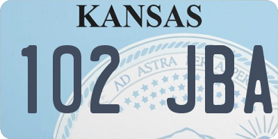 KS license plate 102JBA