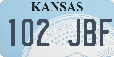 KS license plate 102JBF