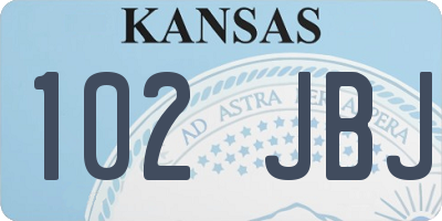 KS license plate 102JBJ