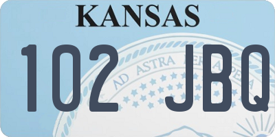 KS license plate 102JBQ