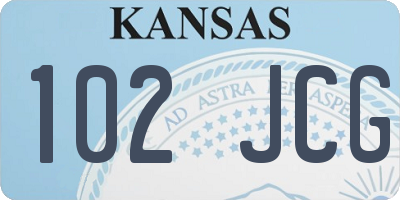 KS license plate 102JCG