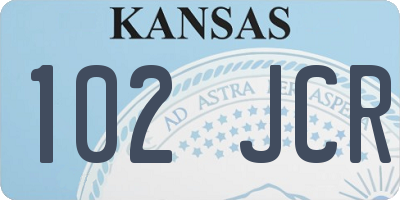 KS license plate 102JCR