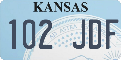 KS license plate 102JDF