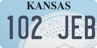 KS license plate 102JEB