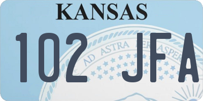 KS license plate 102JFA