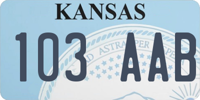 KS license plate 103AAB