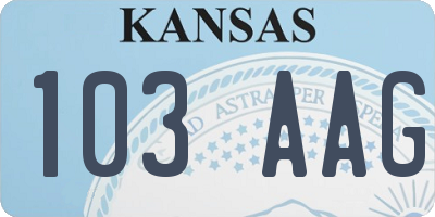 KS license plate 103AAG