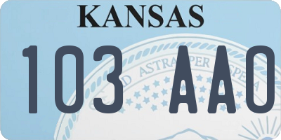 KS license plate 103AAO