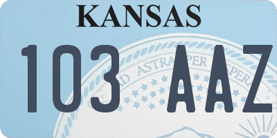 KS license plate 103AAZ