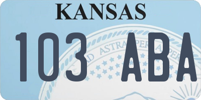 KS license plate 103ABA