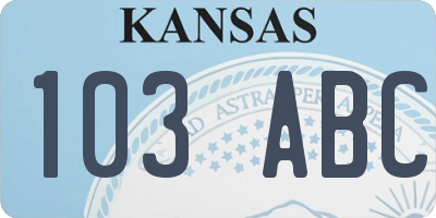 KS license plate 103ABC