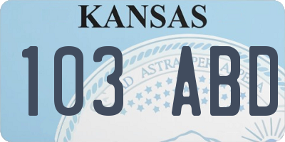KS license plate 103ABD