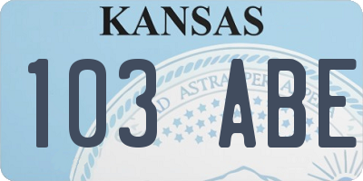 KS license plate 103ABE