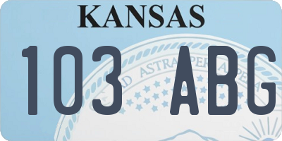KS license plate 103ABG