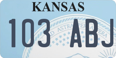 KS license plate 103ABJ