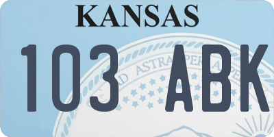 KS license plate 103ABK