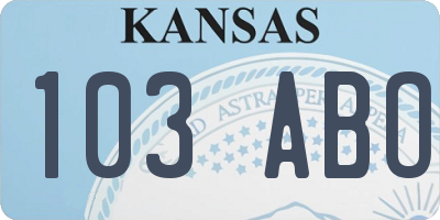 KS license plate 103ABO