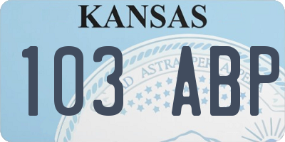 KS license plate 103ABP