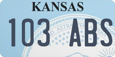 KS license plate 103ABS