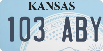 KS license plate 103ABY