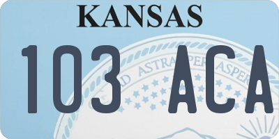 KS license plate 103ACA