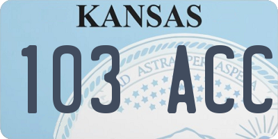 KS license plate 103ACC